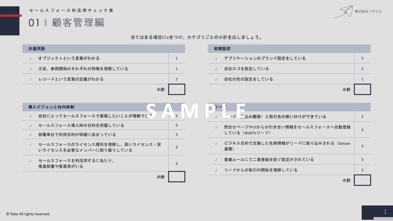 ①Salesforce利活用チェック表